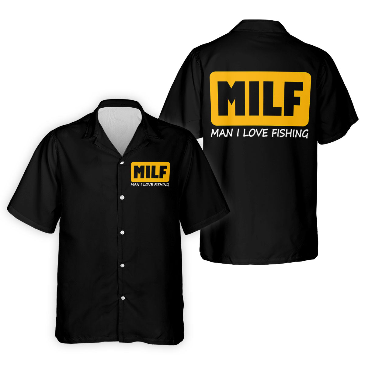 MILF Man I Love Fish Black And Yellow Fishing UPF Shirts, Funny Fishing Shirt, Fishing Shirt For Women
