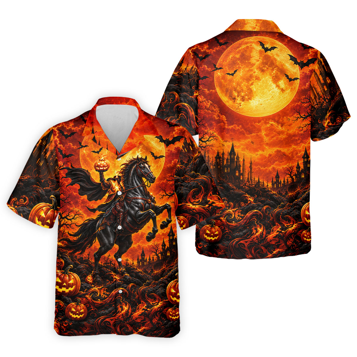 Fire Moon Rider Halloween Horror Character Polo Shirt, Golf Polo, Golf Shirts For Men