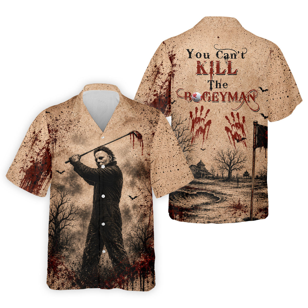 You Can't Kill The Bogeyman Halloween Golf Polo Shirt, Mens Golf Polo, Printed Golf Shirts