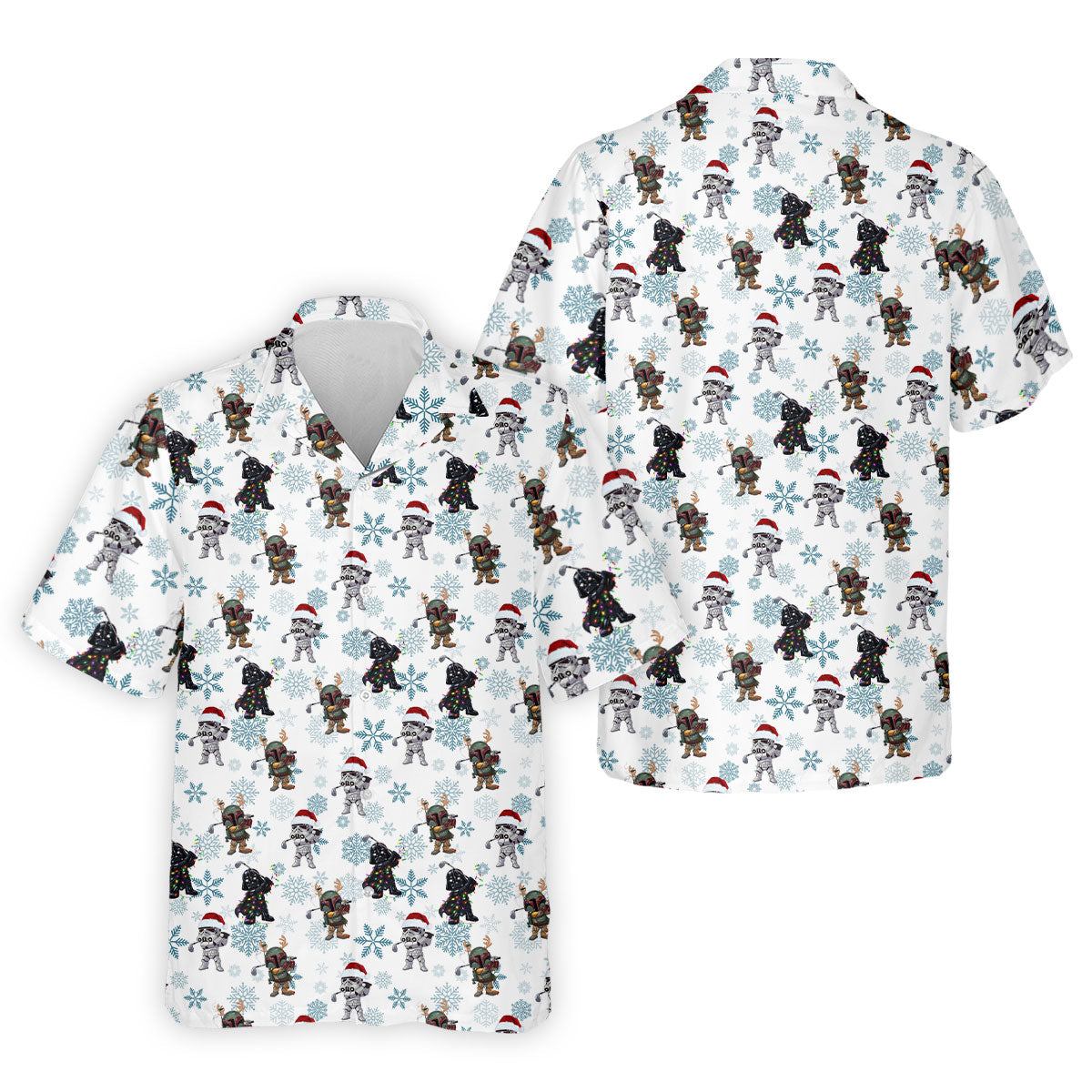 Christmas Space Characters Pattern Polo Shirt, Mens Golf Shirts, Golf Polo Shirts For Men