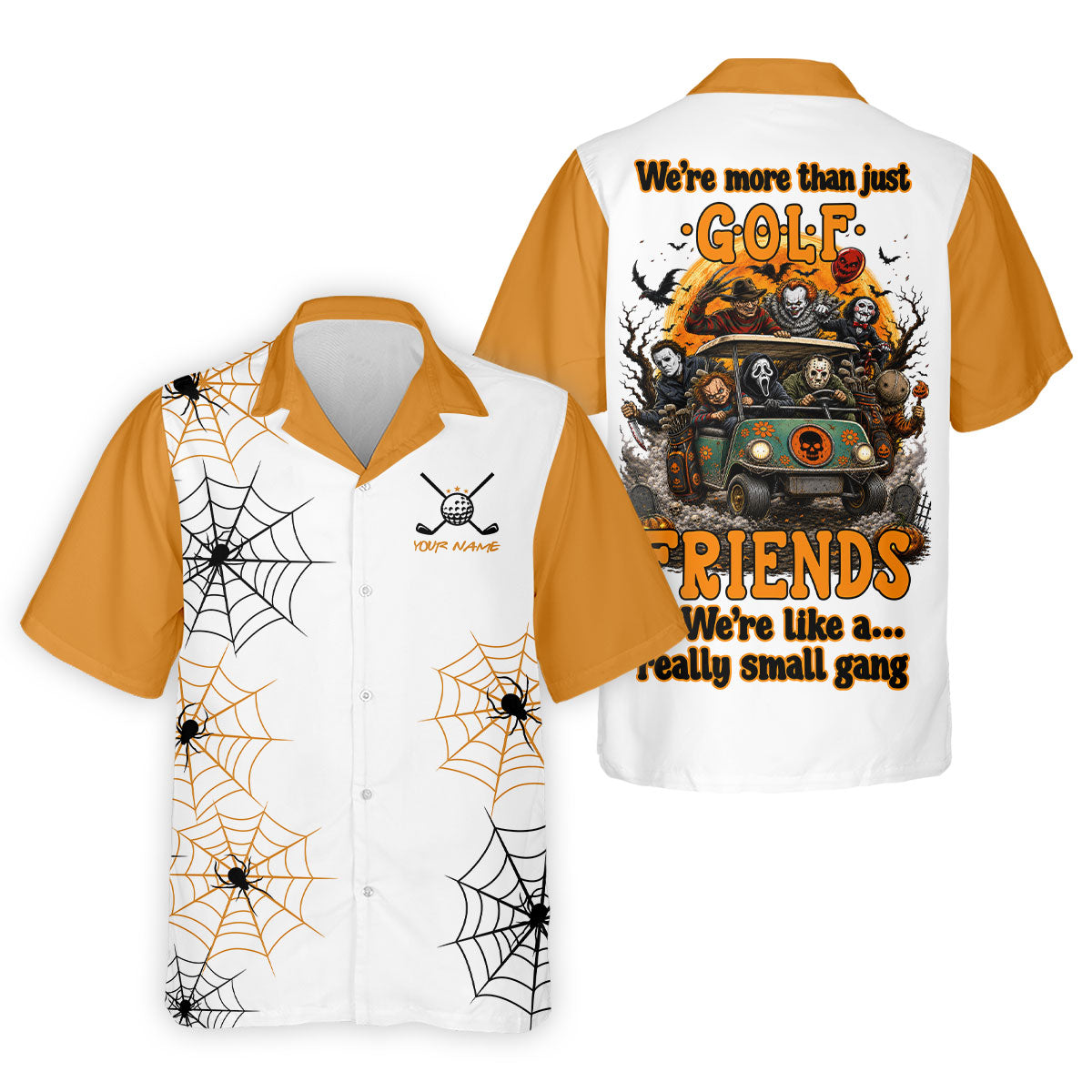 Custom Halloween Golf Friends Hawaiian Golf Shirt, Mens Golf Polo, Golf Shirts For Men