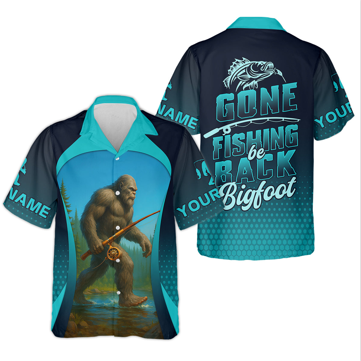 Gone Fishing Be Back Bigfoot Blue Fishing Shirt, SPF Long Sleeve Shirts Womens, Fishing Shirt For Women