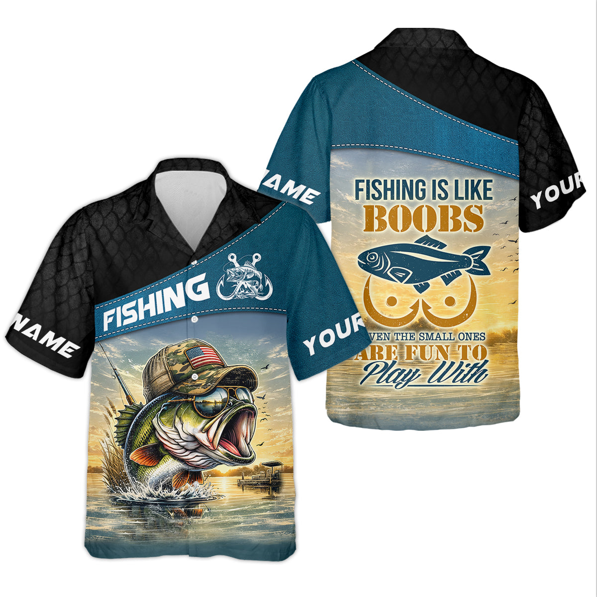 Funny Fishing Humor UPF Shirt, Personalized Bass Fishing Shirt for Men