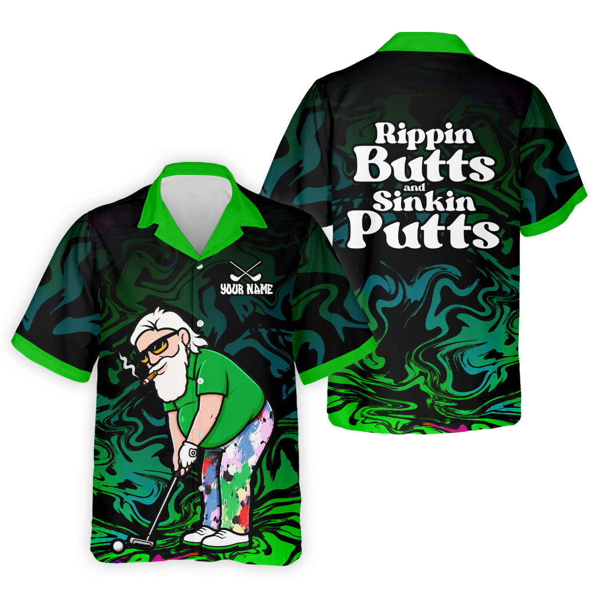 Funny Rippin Butts And Sinkin Putts Polo Shirt, Mens Golf Polo, Golf Apparel For Men