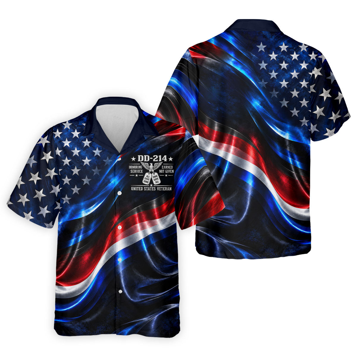 DD-214 Metallic USA Flag Golf Polo Shirt, Veterans Day Shirt, Golf Shirts For Men