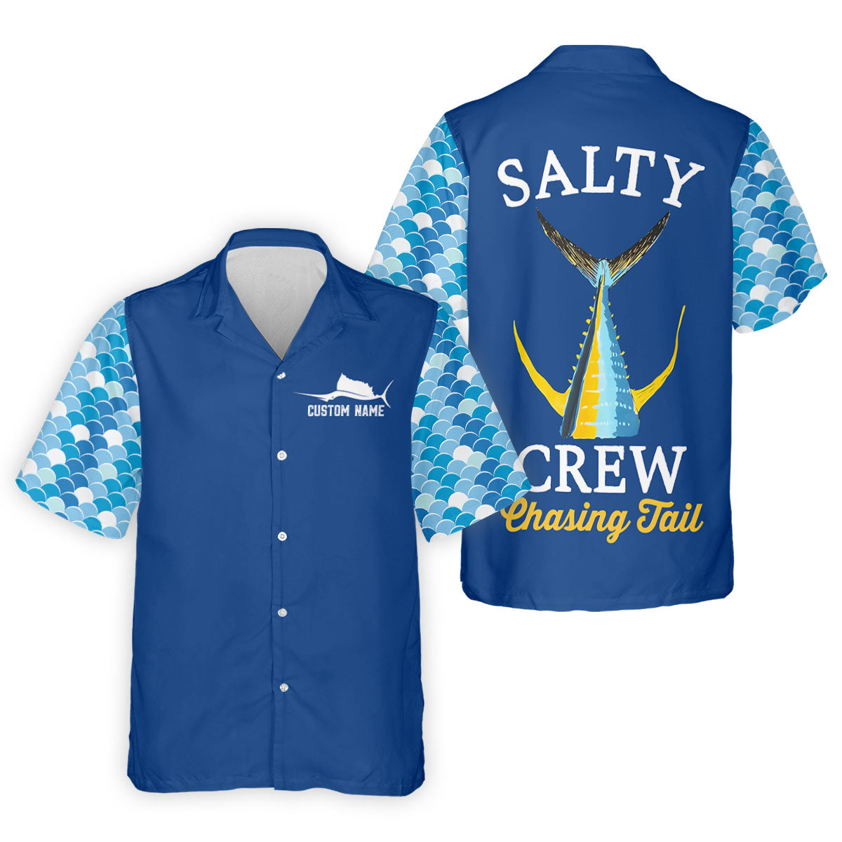 Salty Crew Chasing Tail Dark Blue Fishing UPF Shirts, Funny Fishing Shirt, Fishing Shirts For Men