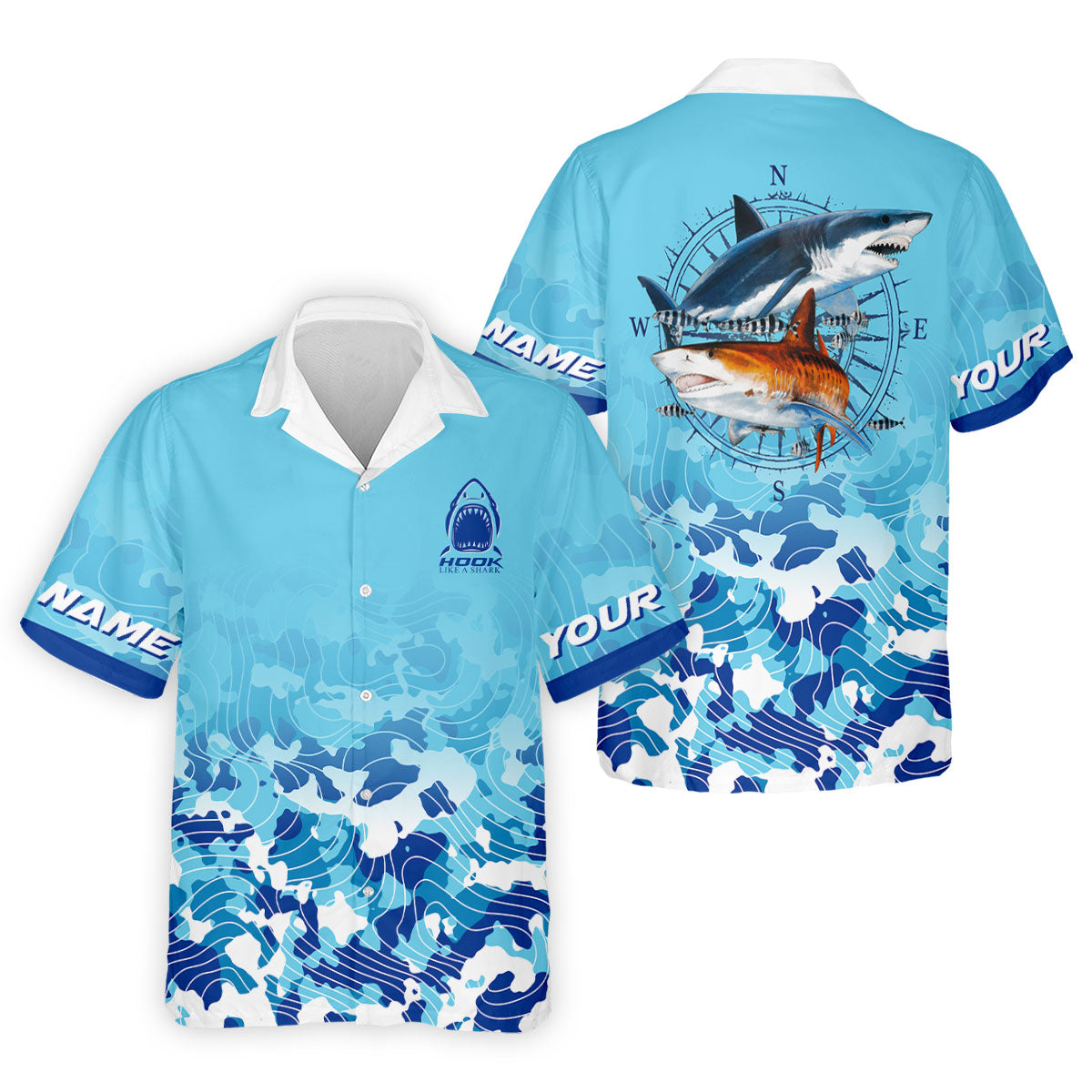 Custom Name Fishing Shirt for Men, Short Sleeve Saltwater Ocean Fishing Shirt, Fishing UPF Shirts