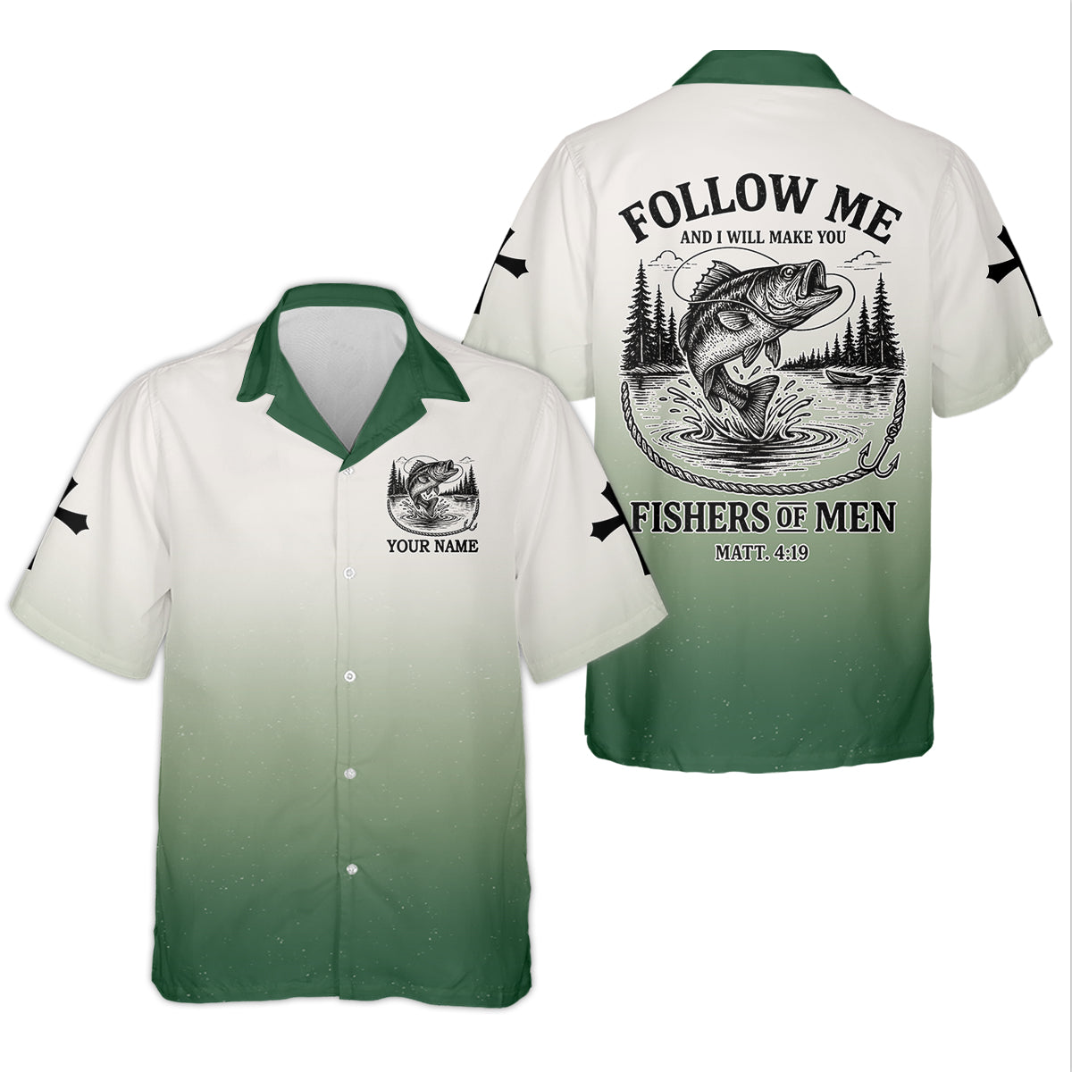 Custom Christian Shirts, Christian Fishing Shirts, Follow Me Fishers of Men Matthew 4:19, Religious Gift for Men
