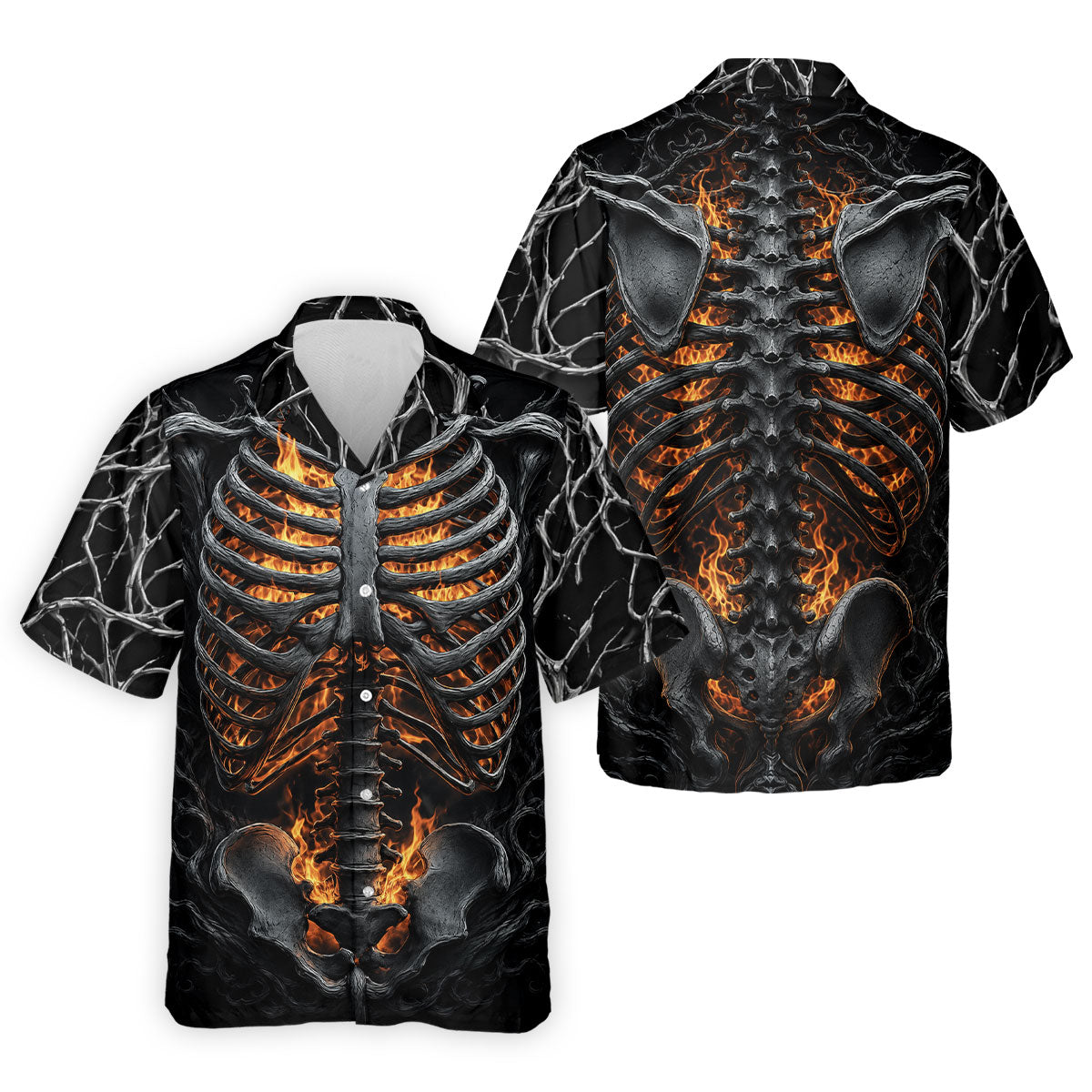 Halloween Fire Skeleton Horror Character Polo Shirt, Mens Golf Polo, Mens Golf Shirts