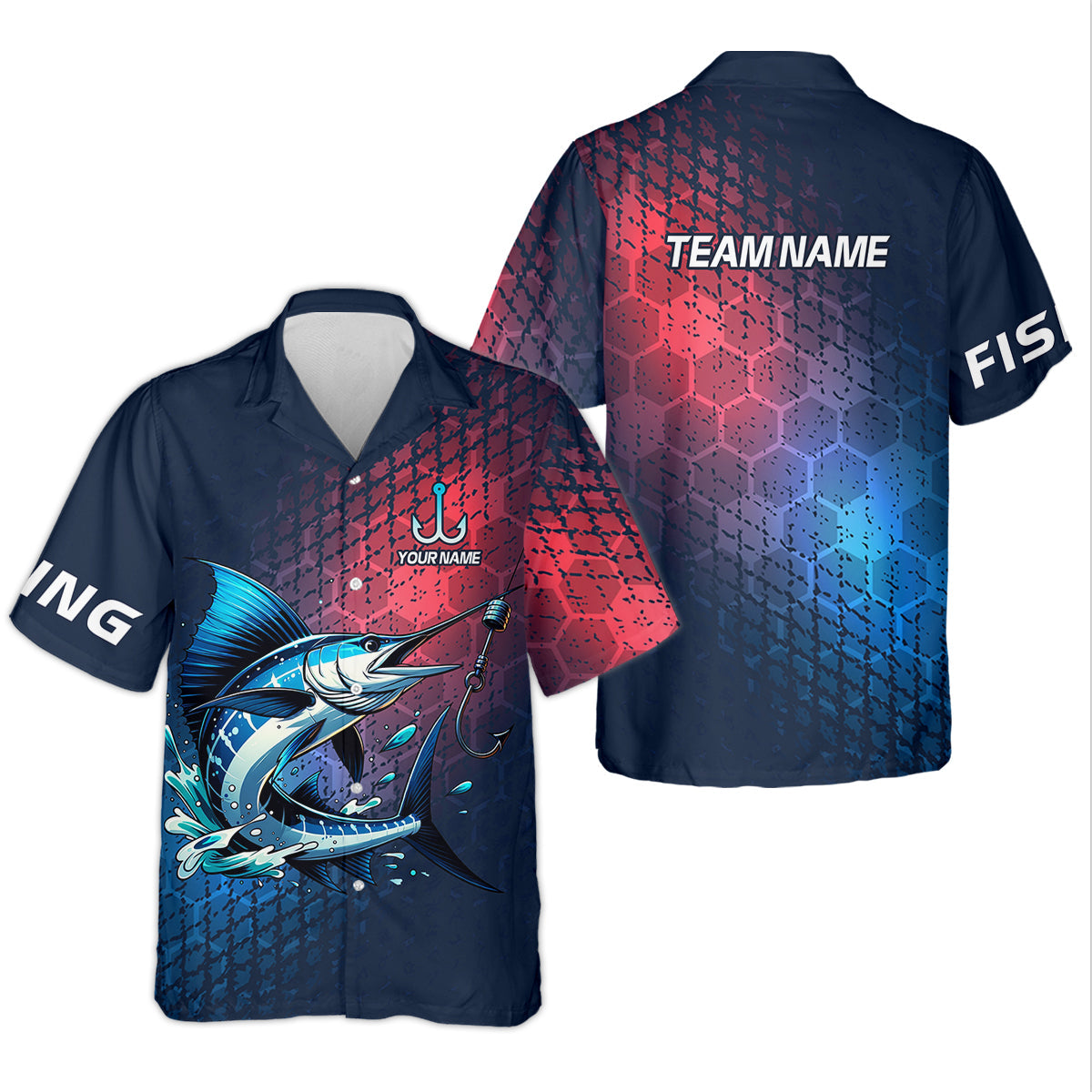 Marlin Fishing Custom Name UPF Shirts, Tournament Fishing Shirts, Men's Fishing Shirt