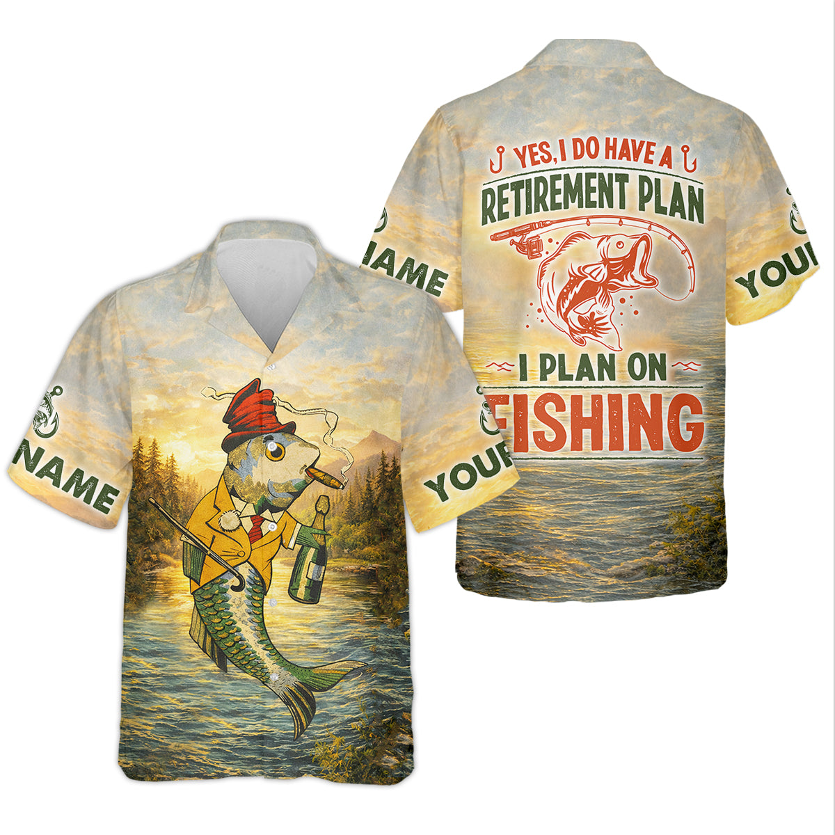 Yes I Do Have A Retirement Plan Fishing Shirt, Fishing UPF Shirts, Funny Fisherman Shirt