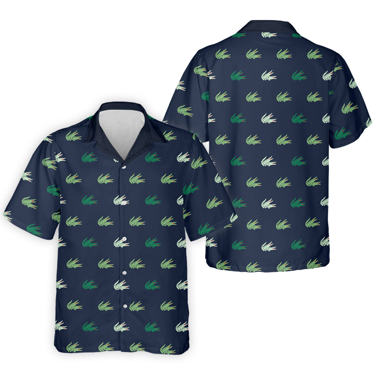 Navy Crocodile Pattern Golf Shirt, Mens Polo Shirt, Golf Shirts For Men, Performance Golf Shirt