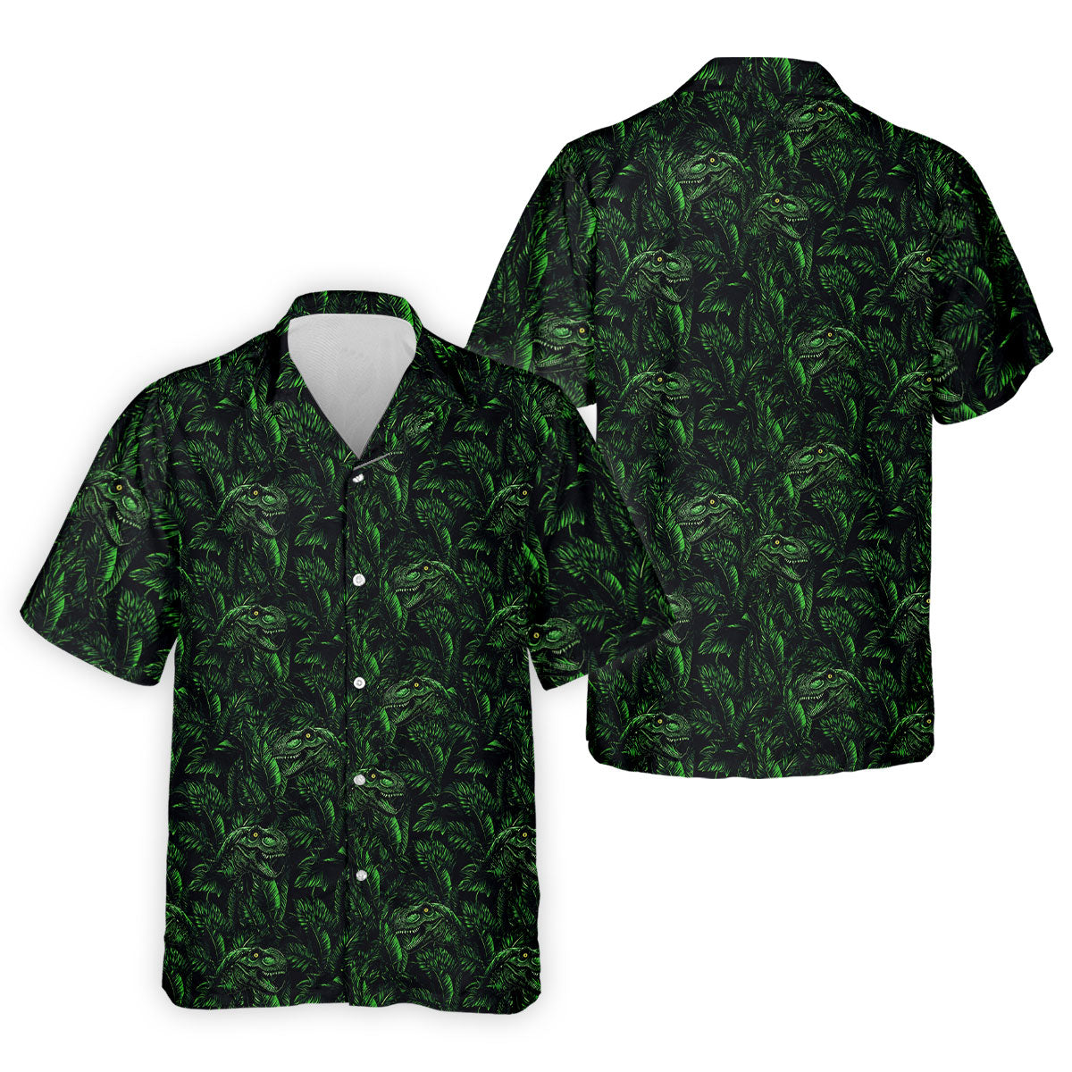 Dinosaurs In The Forest Deep Forest Green Hawaiian Golf Shirt, Polo Shirts For Men