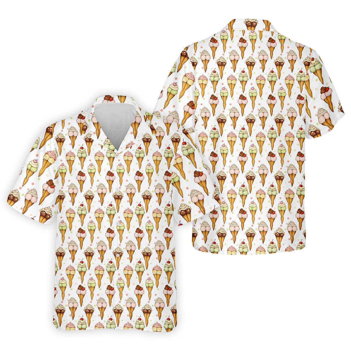 Adult Humor Ice Cream Golf Shirt, Funny Cone Pattern, Golf Shirt For Men