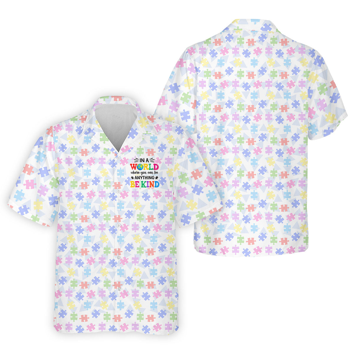 In A World Where You Can Be Anything Be Kind Autism Puzzle Golf Shirts For Men, Polo ShirtFor Men