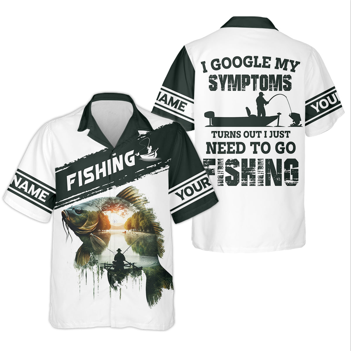 Personalized Funny Fishing Shirt, I Google My Symptoms Need To Go Fishing, Fishing UPF Shirts