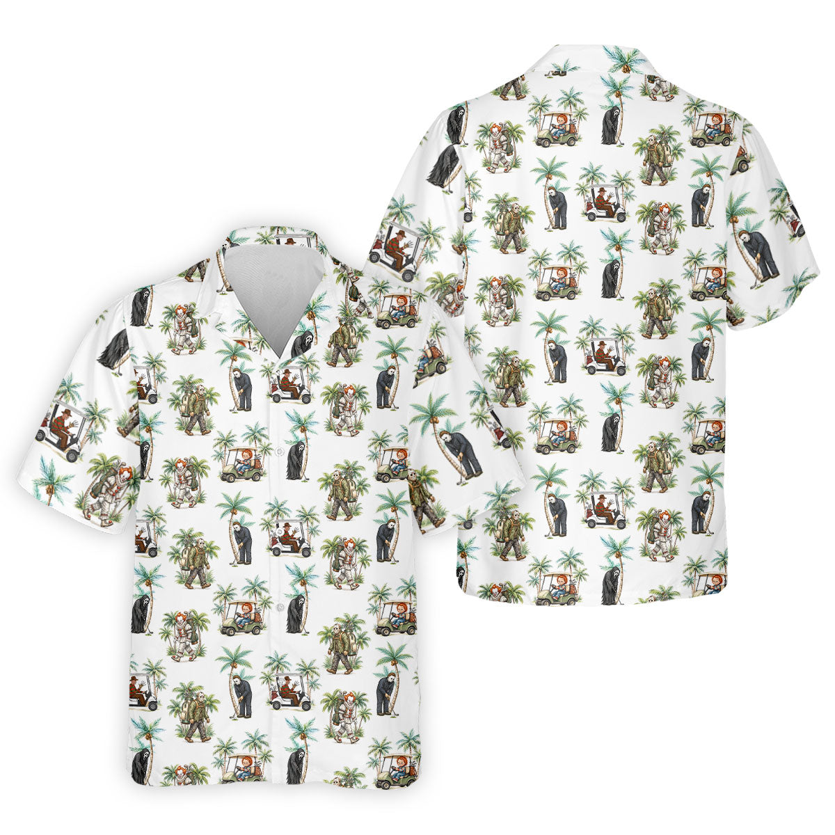Tropical Horror Character Halloween Golf Shirt, Printed Golf Shirts, Golf Apparel For Men