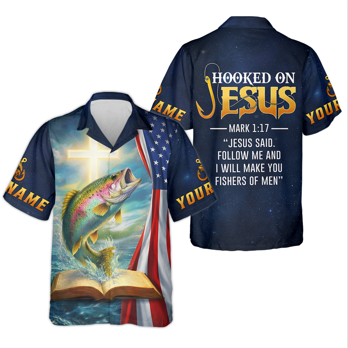 Hooked On Jesus – Fisher of Men Shirt, Fishing UPF Shirts, Funny Fishing Shirt