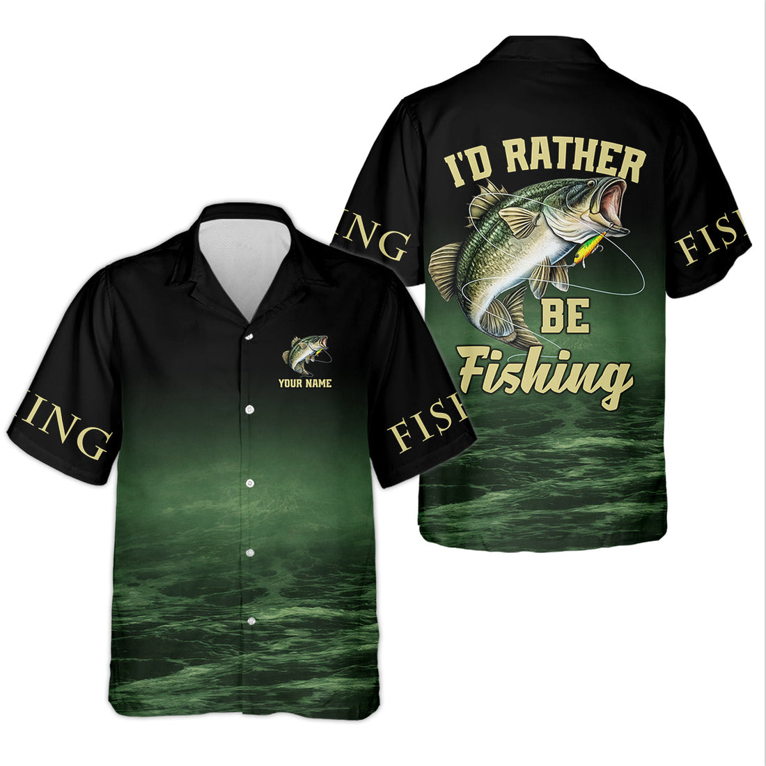 I’d Rather Be Fishing – Personalized Bass Fishing Shirt, Fishing UPF Shirts, Funny Fishing Shirt