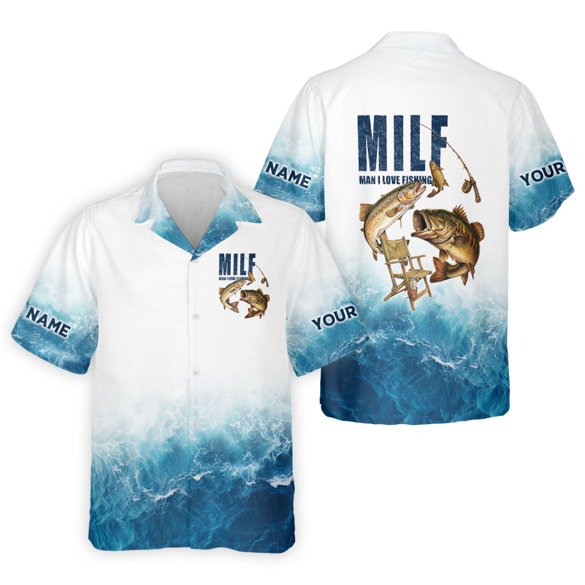 Funny MILF Man I Love Fishing Shirt, Custom Name Fisherman Gift for Men, Fishing UPF Shirts