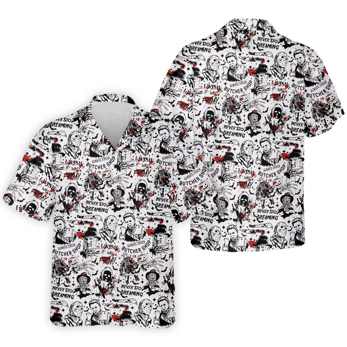 Classic Horror Character Collage Halloween Polo Shirt, Men's Golf Shirt, Mens Golf Apparel