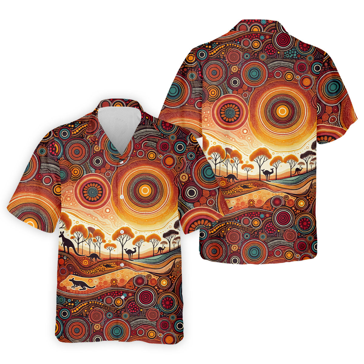 Australian Aboriginal Colourful Art Golf Tops For Men, Australia Kangaroo Polo Shirts For Men