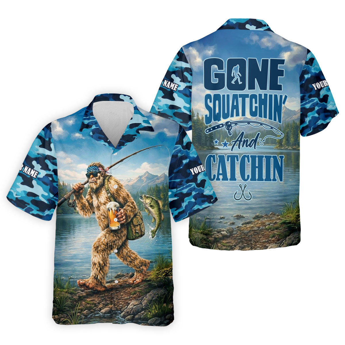 Gone Squatchin And Catchin – Bigfoot Fishing Shirt, Fishing UPF Shirts, Funny Fishing Shirt