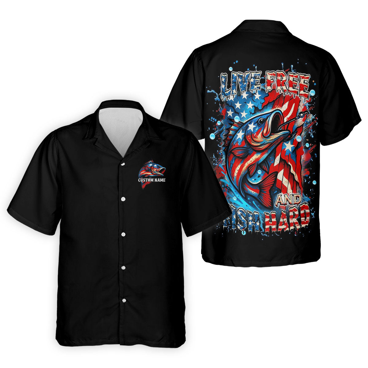 Live Free And Fish Hard American Flag Fishing Shirt, 250 Years 4th Of July Fishing UPF Shirts, Women Fishing Shirt