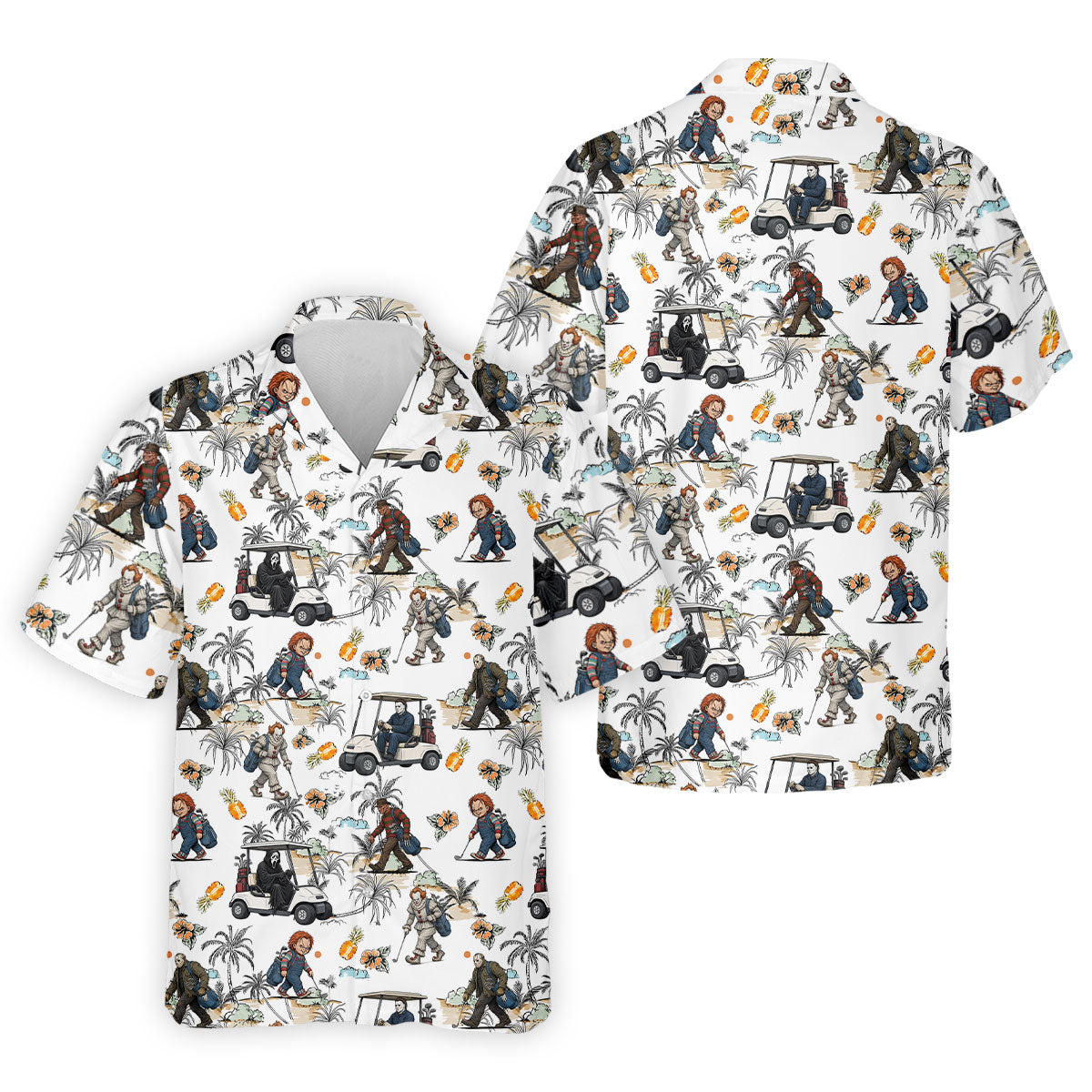 Golfing Horror Character Halloween Golf Shirt, Golf Polo Shirts For Men, Printed Golf Shirts