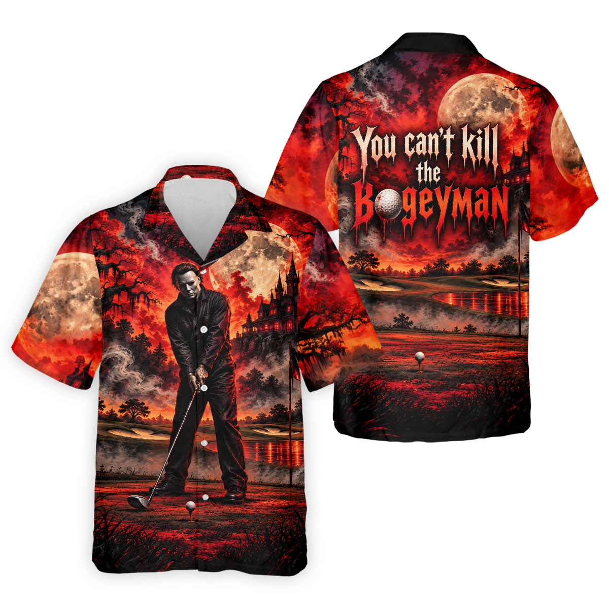 Can't Kill Bogeyman Horror Character Polo Shirt, Halloween Golf Shirt, Mens Golf Polo