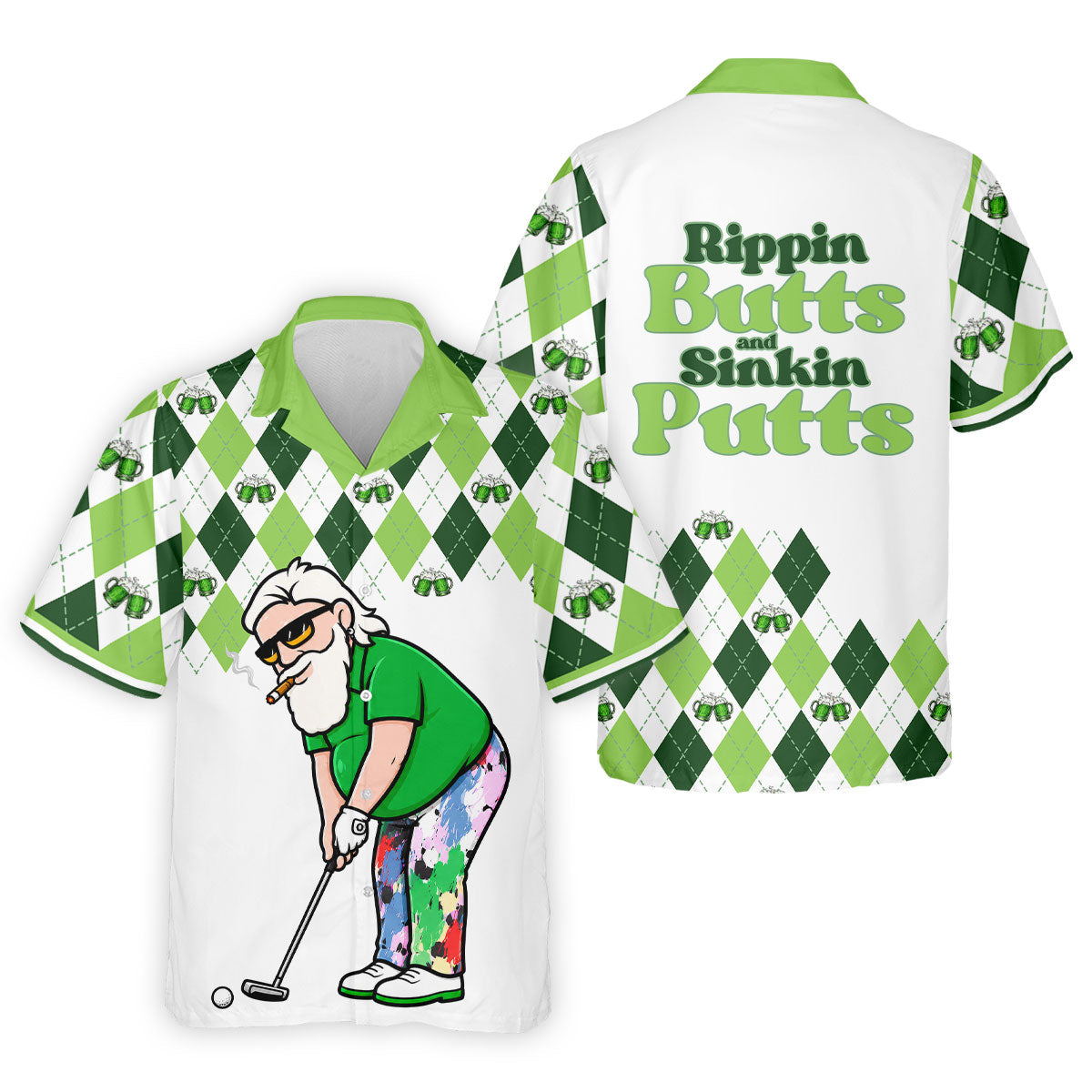 Funny Rippin Butts And Sinkin Putts Polo Shirt, Mens Polo Shirts, Mens Golf Apparel