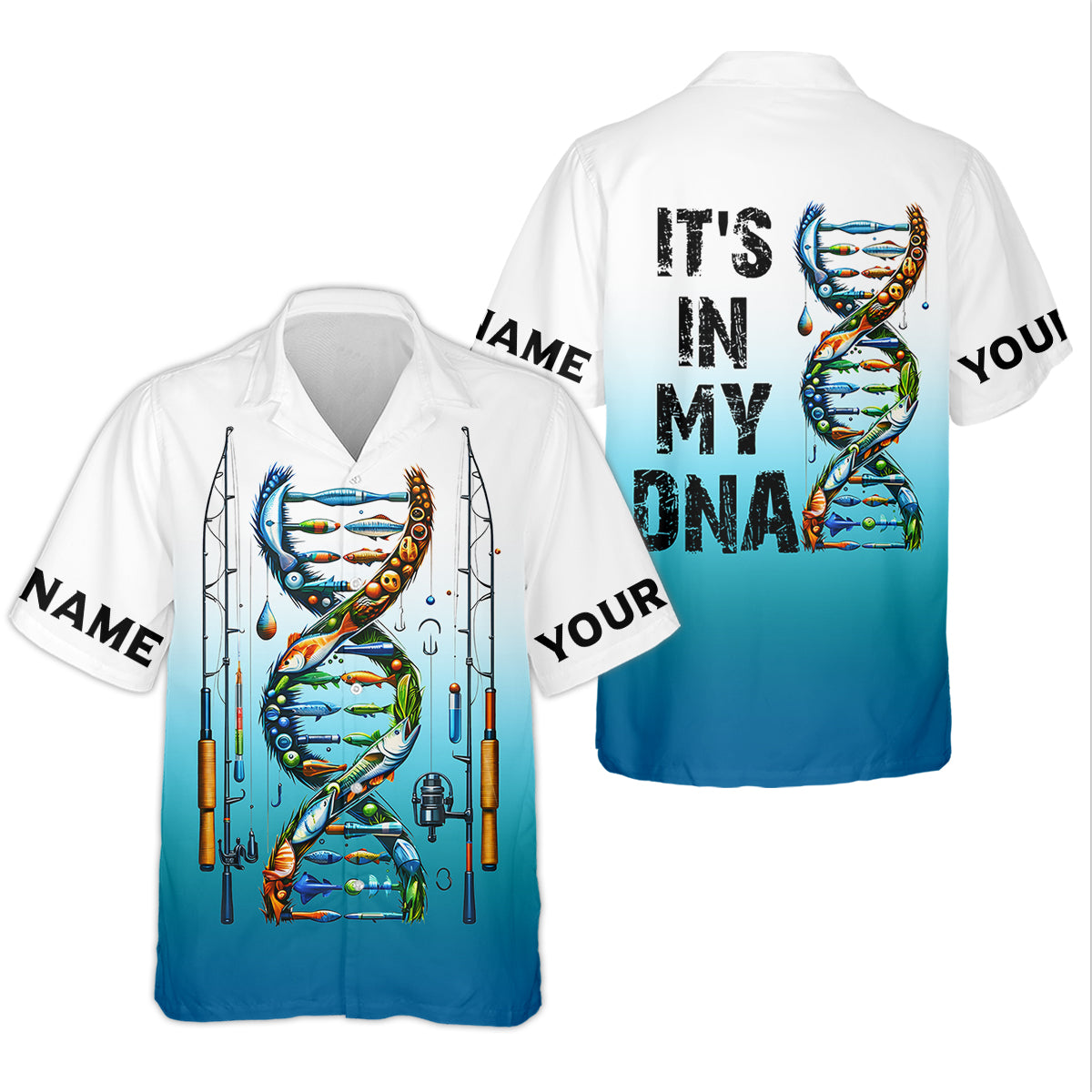 Personalized Fishing DNA Shirt, It’s In My DNA Angler Gift For Men, Fishing UPF Shirts