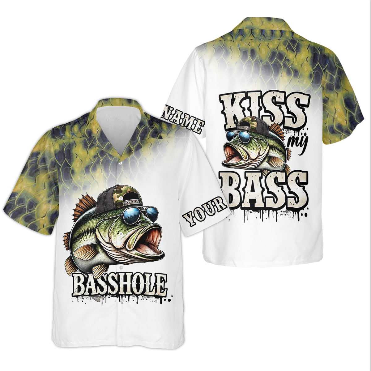 Basshole Kiss My Bass Fishing UPF Shirts, Funny Fishing Shirt, Fishing Shirt For Women