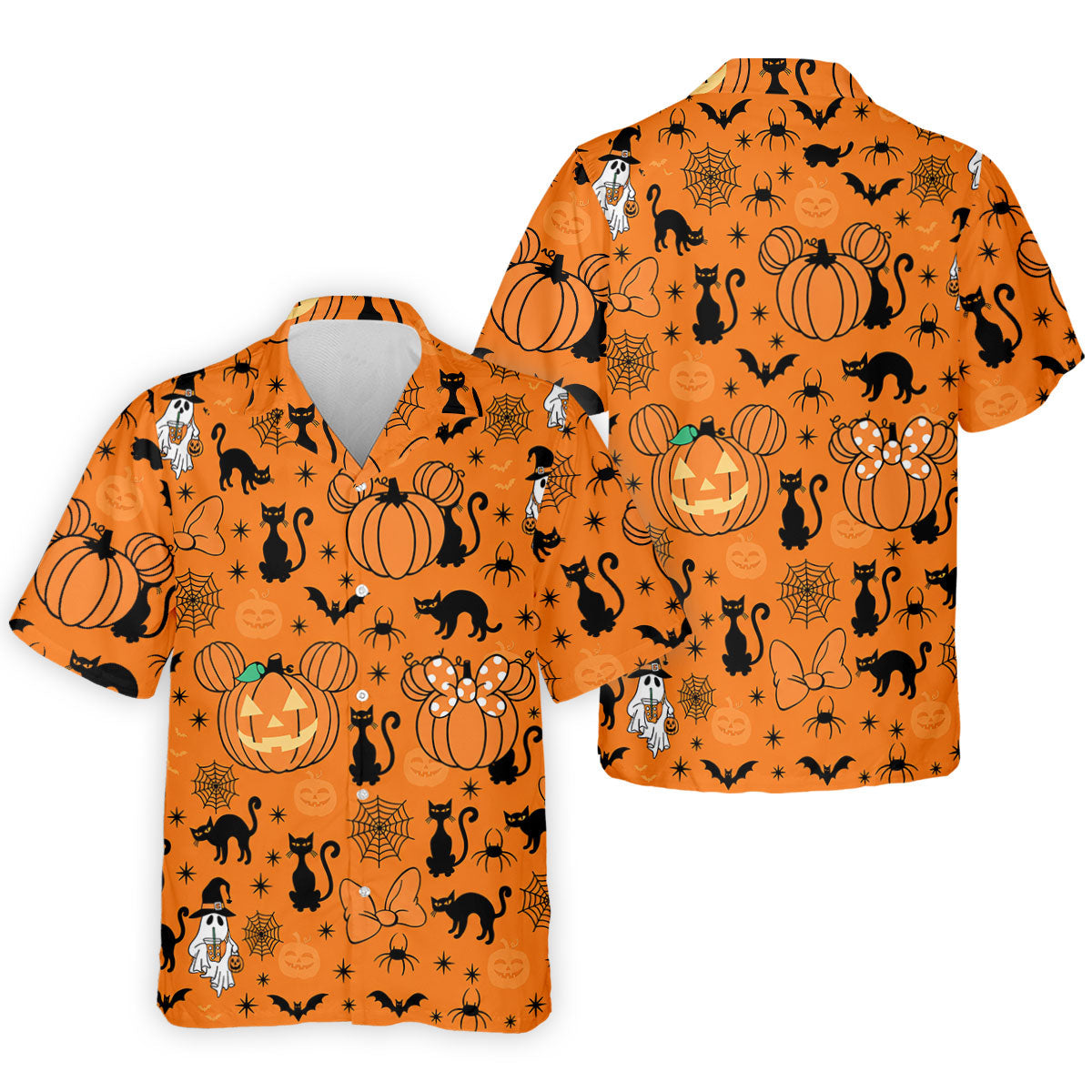 Black Cat and Pumpkin Halloween Polo Shirt, Golf Polo Apparel, Mens Golf Outfit