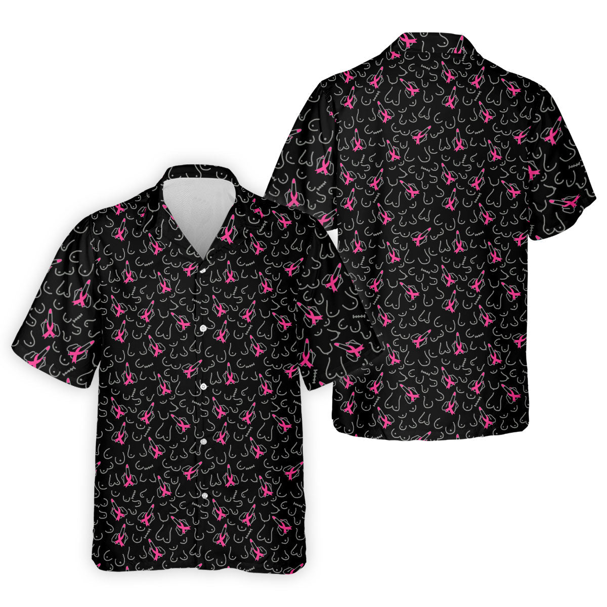 Breast Cancer Ribbon Middle Finger Polo Shirt, Mens Polo Shirts, Men's Golf Shirt