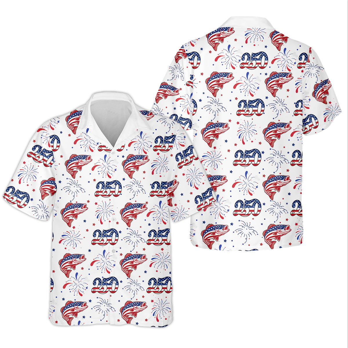 Largemouth Bass Fishing Patriotic Fishing Shirt, Fishing UPF Shirts, 250th Anniversary Fishing Shirts For Men