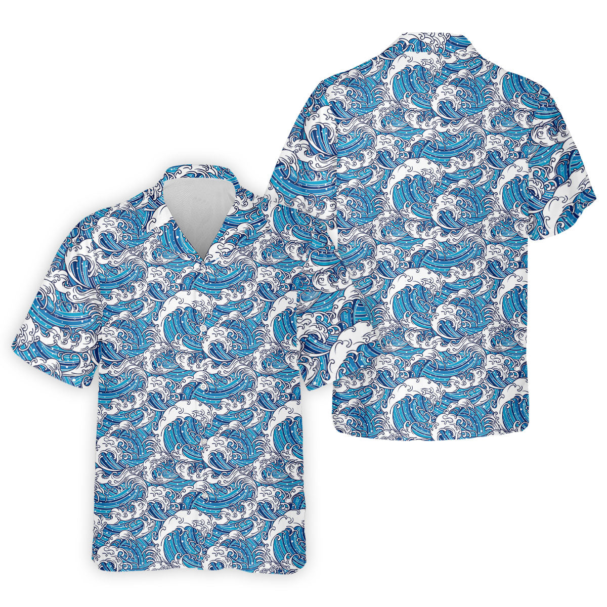 Japanese Wave Art Hawaiian Golf Shirt, Summer Ocean Men's Golf Shirt, Polo Shirts For Men
