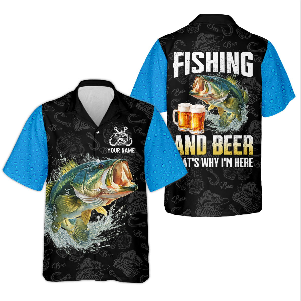 Fishing And Beer That’s Why I’m Here UPF Fishing Shirt, Personalized Custom Name