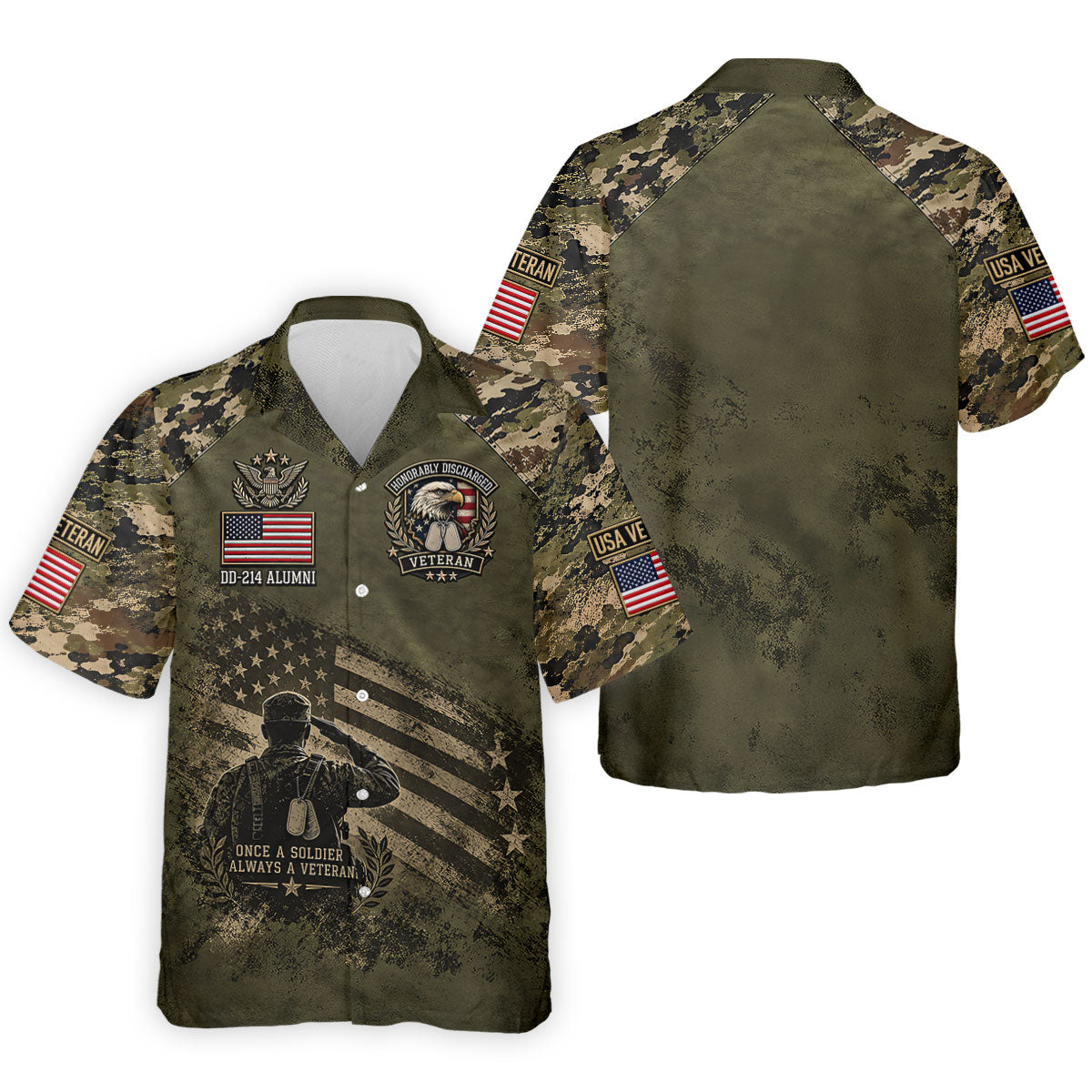 DD-214 Honorably Discharged Camo Polo Shirt, Veterans Day Shirt, Mens Golf Shirts