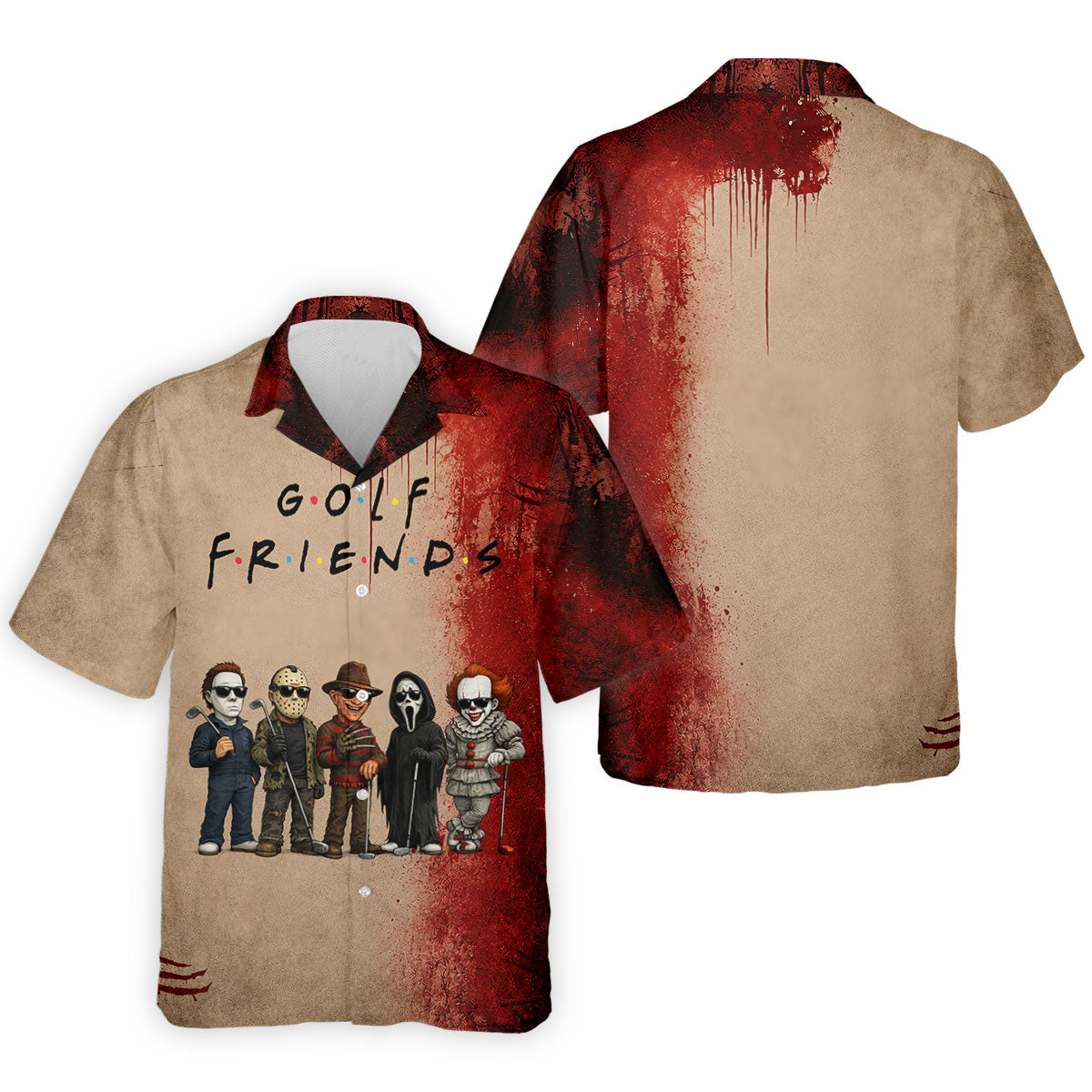 Golf Friends Horror Character Halloween Polo Shirt, Golf Shirts For Men, Mens Golf Apparel