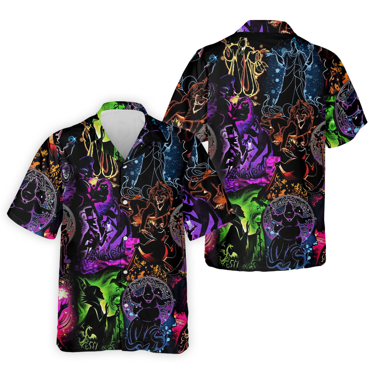 Neon Fantasy Villain Collage Halloween Polo Shirt, Men's Golf Shirt, Golf Apparel For Men