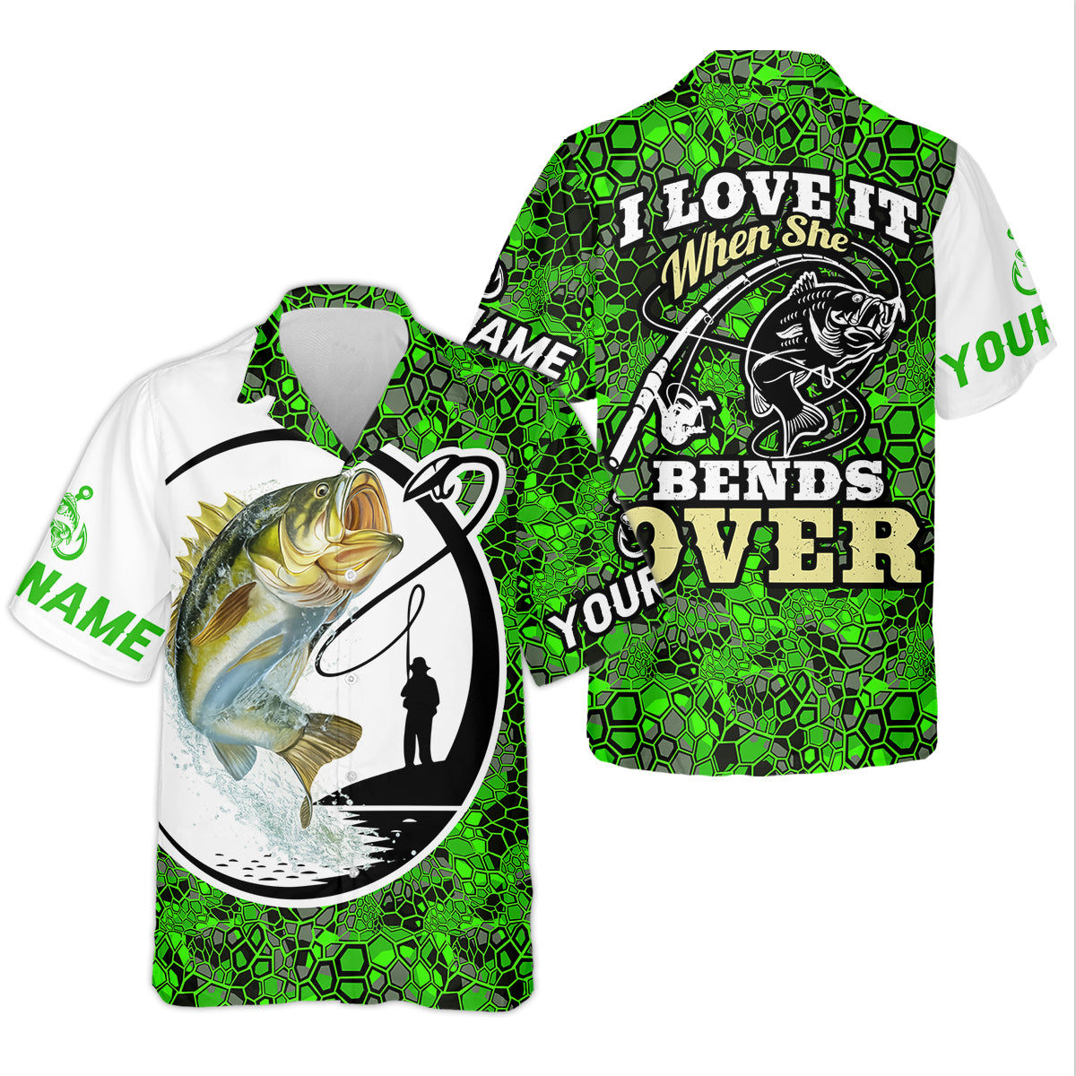 Personalized I Love It When She Bends Over UPF Fishing Shirt, Custom Name