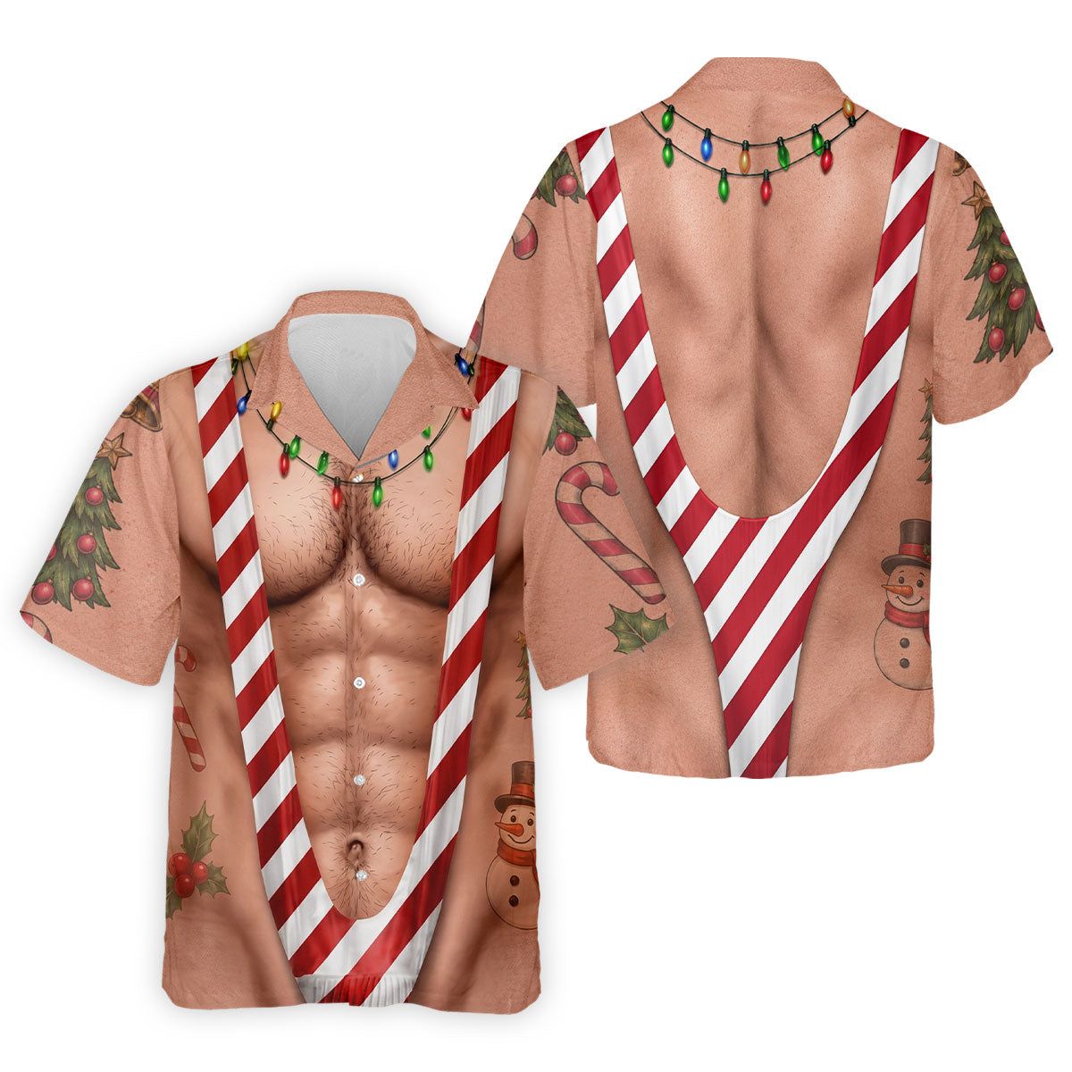 Funny Christmas Candy Cane Suspenders Polo Shirt, Men's Golf Shirt, Mens Polo Shirts