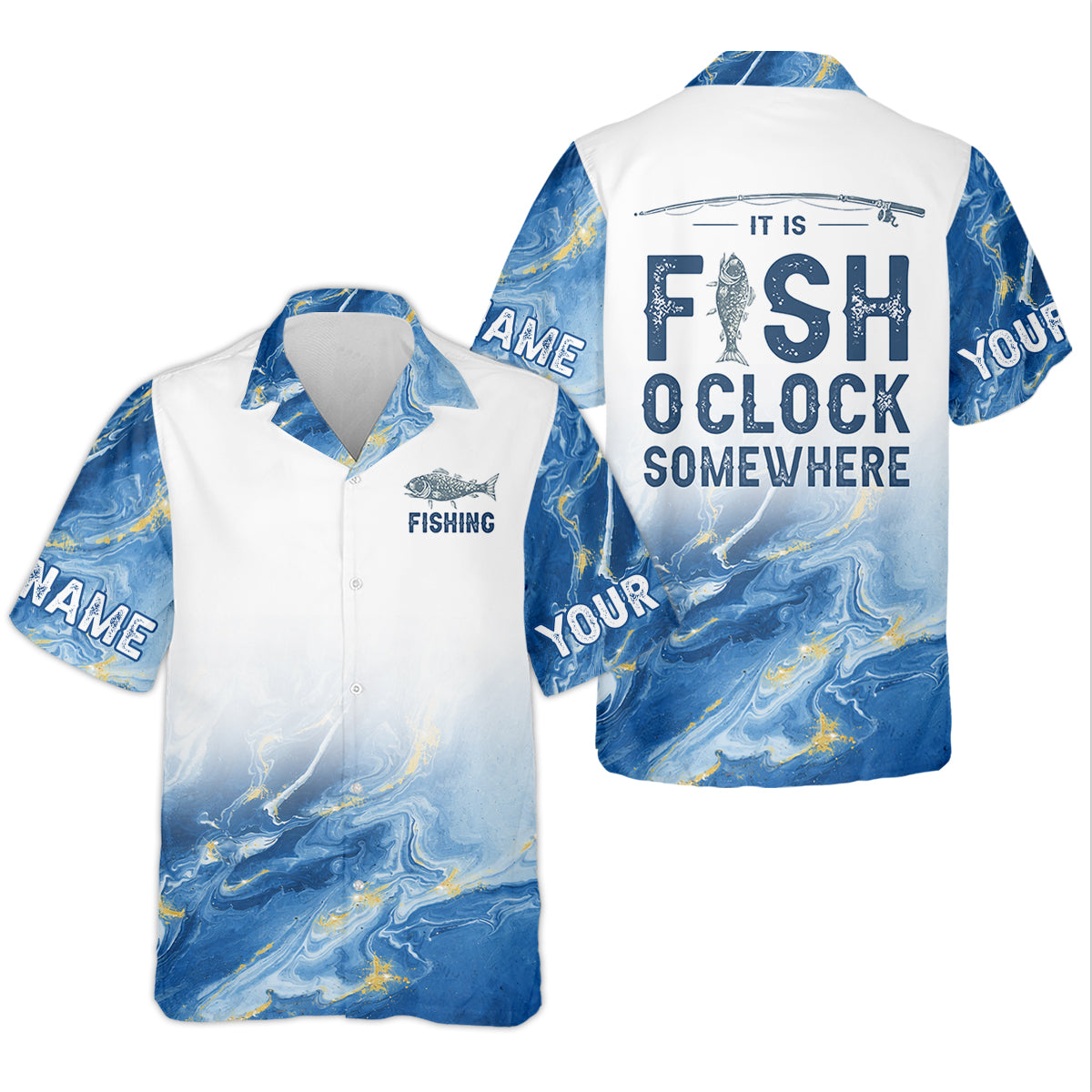 It Is Fish O'Clock Somewhere Blue Gradient Funny Fishing Shirt, Fishing UPF Shirts, Fishing Shirt For Women