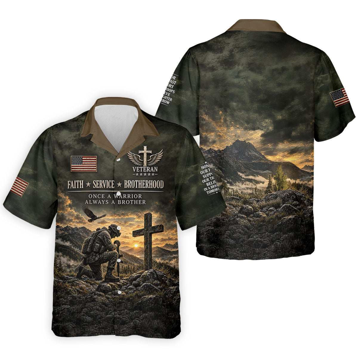 Veterans Day Praying Soldier Cross Polo Shirt, Polo Shirts For Men, Mens Golf Shirts