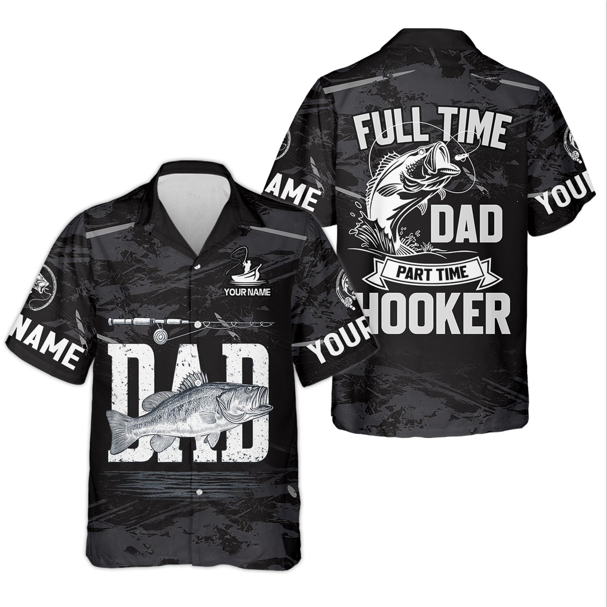 Fishing Hooker Dad, Custom Name Shirt, Fishing UPF Shirts, Funny Fishing Shirt