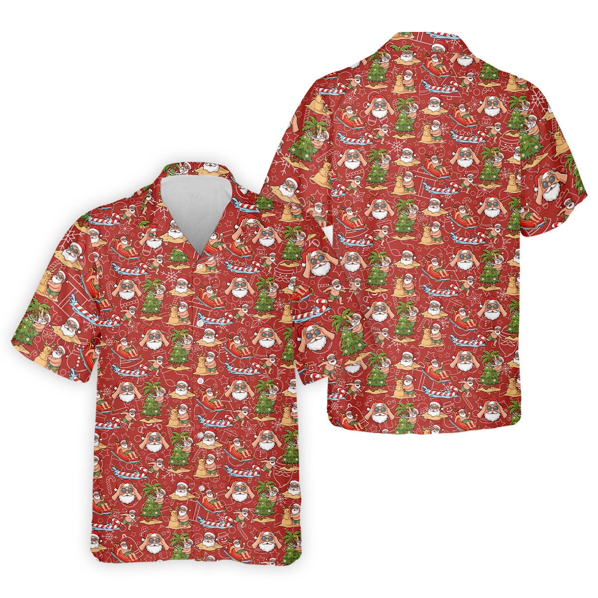 Tropical Santa Summer Christmas Pattern Polo Shirt, Mens Golf Polo, Christmas Shirt