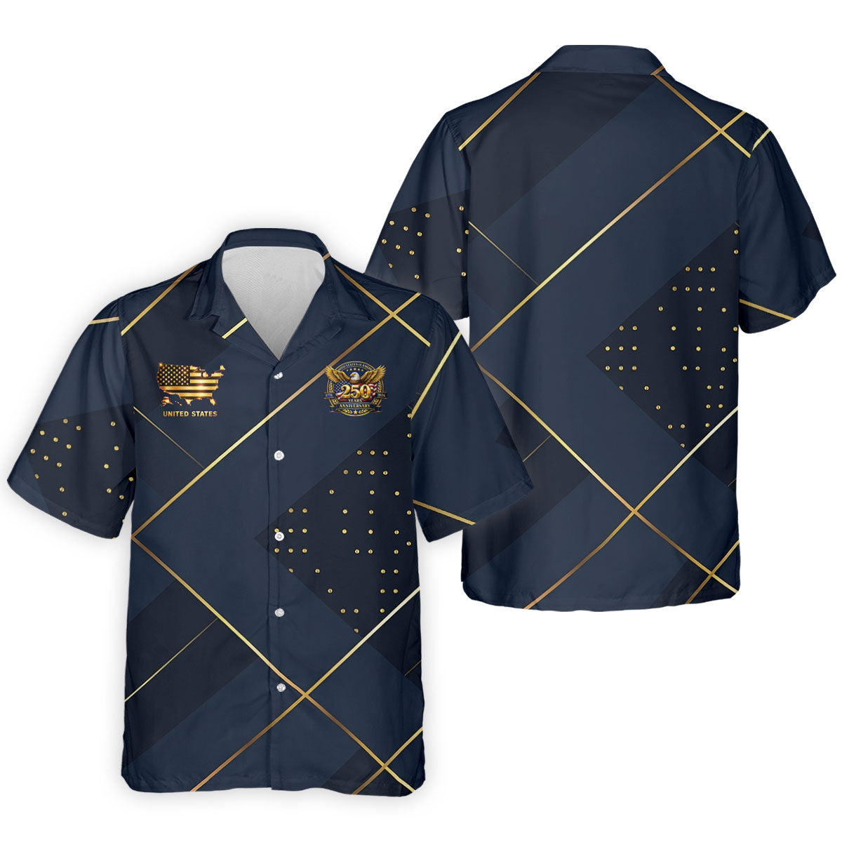 Bald Eagle 250 Years Anniversary Navy Patriotic Golf Shirt, 4th Of July Golf Shirts For Men