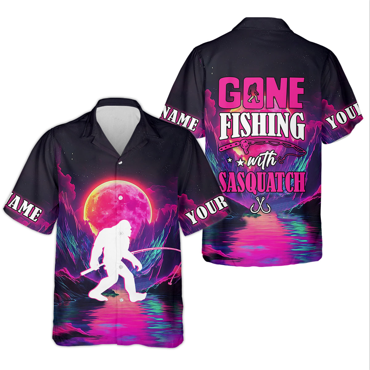Gone Fishing With Sasquatch Fishing UPF Shirts, Funny Fishing Shirt, Bigfoot Fishing Shirt For Women