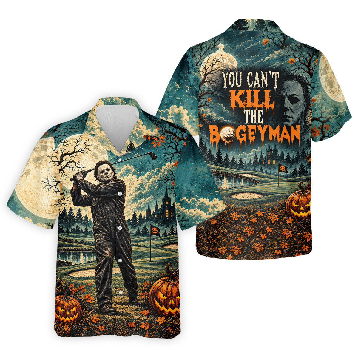 Halloween Can't Kill Bogeyman Horror Character Polo Shirt, Mens Golf Shirts, Golf Apparel